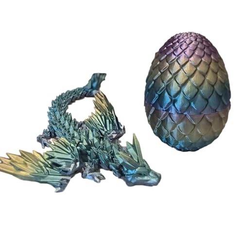 3D-gedruckter Drache im Ei, beweglicher Drache, Kristall-Drachenei, voll bewegliche Dracheneier mit Drachen im Inneren, flexible Gelenke, Drachen-Zappelspielzeug, Chefschreibtischspielzeug, Geschenk von Kixolazr