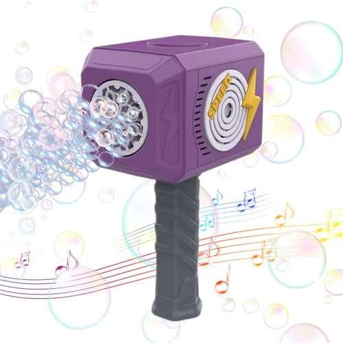 Kixolazr Blasengebläsemaschine, Hammerblasenmaschine | Seifenblasenmaschine - Handliche Seifenblasenmaschine für Kinder, Seifenblasenstab mit Licht und Musik, Seifenblasen-Maker-Spielzeug mit 5 von Kixolazr