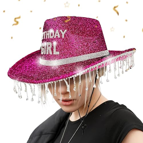 Kixolazr Cowboyhüte Für Damen,Glitzer Geburtstags-Hut für Damen - Mit Strasssteinen Glitzernd Atmungsaktiv Für Damen Fest Reise Party Kixolazr Cowboyhüte Für Damen,Glitzer Geburtstags-Hut für Damen - Mit Strasssteinen Glitzernd Atmungsaktiv Für Damen Fest Reise Party von Kixolazr
