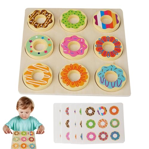 Kixolazr Donut-Spielzeug für Kinder, Donuts Spielen | Pädagogisches Rollenspiel aus Holz für Kinder,Realistisches Donut-Spielzeug-Set für Mädchen und Jungen, Holz-Spiel-Essen-Set, passendes Spielzeug von Kixolazr