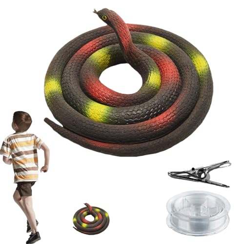 Kixolazr Fake Snake Prank, Clip on Snake Prank, Schlangen-Streichspielzeug aus Silikon mit durchsichtiger Schnur und Metallclip, Einfach zusammenzubauendes, lebendiges, urkomisches Gag-Spielzeug, von Kixolazr