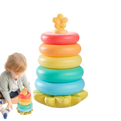 Kixolazr Ring Stapler Babyspielzeug, Bildungsringstapler - Regenbogenring -Stapelaktivität - Entwicklungshandel-Koordination Sensory Stacker für Mädchen und von Kixolazr