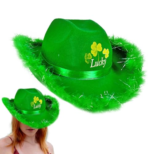 Kixolazr St. Patricks Day Hut, irische Festivalmütze, St. Patrick Day, Filz-Cowgirl-Hut, Uni, Kleeblatt, bequem für Halloween, irisches Festival Kixolazr St. Patricks Day Hut, irische Festivalmütze, St. Patrick Day, Filz-Cowgirl-Hut, Uni, Kleeblatt, bequem für Halloween, irisches Festival von Kixolazr