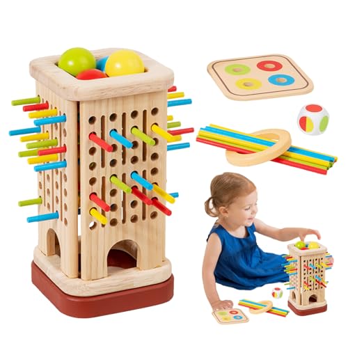 Kixolazr Stapelspiel mit Stäbchen | Geschicklichkeitsspiel Holzstäbchen Stapelspiel Balance Spielzeug,Lernspielzeug zur Entwicklung Feinmotorik Logisches Denken Geduld Farben Koordination von Kixolazr