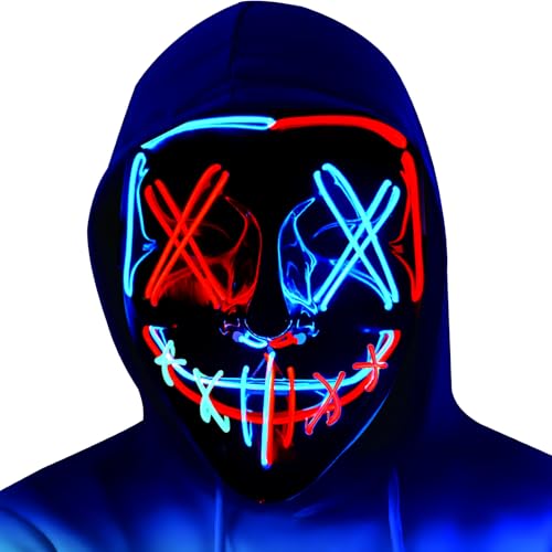 Kiyicjk LED Halloween Maske, beleuchtete Grusel Masken, EL-Draht gruselige Maske für Cosplay, Halloween Kostümspiele Cosplays Feste und Partys Kiyicjk LED Halloween Maske, beleuchtete Grusel Masken, EL-Draht gruselige Maske für Cosplay, Halloween Kostümspiele Cosplays Feste und Partys von Kiyicjk