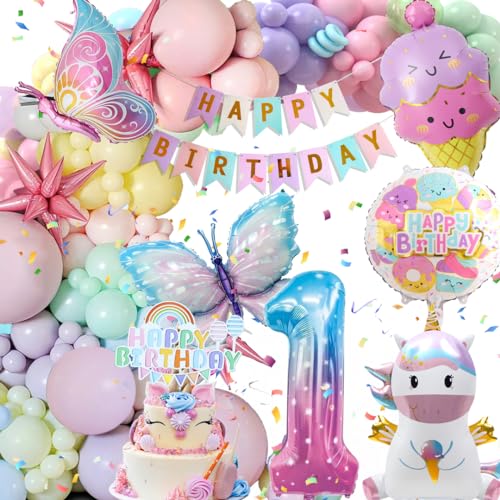 1 Jahr Geburtstagsdeko Mädchen, Deko Luftballons Kindergeburtstag, Einhorn Kindergeburtstag Deko, 1 Jahr Happy Birthday Deko, Einhorn Schmetterling Folienballon Geburtstag Deko für 1Jahr Mädchen 1 Jahr Geburtstagsdeko Mädchen, Deko Luftballons Kindergeburtstag, Einhorn Kindergeburtstag Deko, 1 Jahr Happy Birthday Deko, Einhorn Schmetterling Folienballon Geburtstag Deko für 1Jahr Mädchen von Kiyiusan
