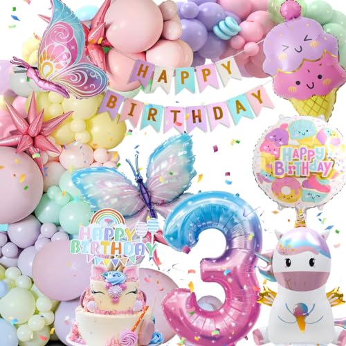 3 Jahre Geburtstagsdeko Mädchen, Deko Luftballons Kindergeburtstag, Einhorn Kindergeburtstag Deko, 3 Jahre Happy Birthday Deko, Einhorn Schmetterling Folienballon Geburtstag Deko für 3 Jahre Mädchen 3 Jahre Geburtstagsdeko Mädchen, Deko Luftballons Kindergeburtstag, Einhorn Kindergeburtstag Deko, 3 Jahre Happy Birthday Deko, Einhorn Schmetterling Folienballon Geburtstag Deko für 3 Jahre Mädchen von Kiyiusan