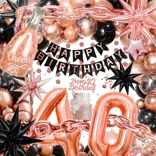 40 Geburtstag Deko Frauen, 40. Ballons Rosegold Schwarz Deko 40 Geburtstag Deko Frauen mit Happy Birthday Girlande, Ketten Ballons, Ballons Konfetti für 40 Jahre Frauen Geburtstag Deko 40 Geburtstag Deko Frauen, 40. Ballons Rosegold Schwarz Deko 40 Geburtstag Deko Frauen mit Happy Birthday Girlande, Ketten Ballons, Ballons Konfetti für 40 Jahre Frauen Geburtstag Deko von Kiyiusan