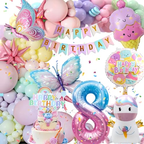 8 Jahre Geburtstagsdeko Mädchen, Deko Luftballons Kindergeburtstag, Einhorn Kindergeburtstag Deko, 8 Jahre Happy Birthday Deko, Einhorn Schmetterling Folienballon Geburtstag Deko für 8 Jahre Mädchen 8 Jahre Geburtstagsdeko Mädchen, Deko Luftballons Kindergeburtstag, Einhorn Kindergeburtstag Deko, 8 Jahre Happy Birthday Deko, Einhorn Schmetterling Folienballon Geburtstag Deko für 8 Jahre Mädchen von Kiyiusan