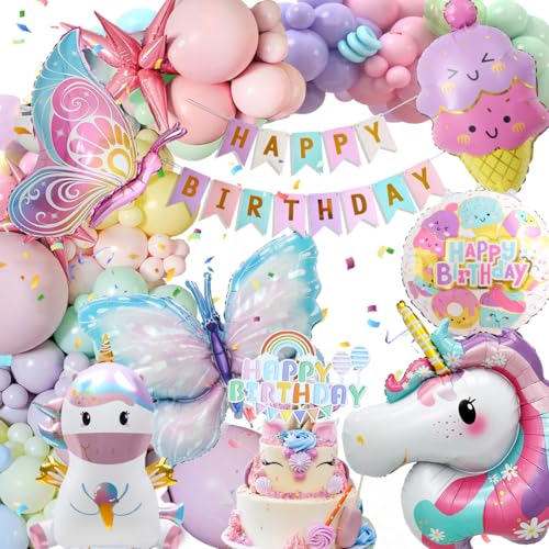 Geburtstagsdeko Mädchen, Deko Luftballons Kindergeburtstag, Einhorn Kindergeburtstag Deko, Happy Birthday Deko, Einhorn Schmetterling Folienballon Geburtstag Deko für Mädchen Geburtstagsdeko Mädchen, Deko Luftballons Kindergeburtstag, Einhorn Kindergeburtstag Deko, Happy Birthday Deko, Einhorn Schmetterling Folienballon Geburtstag Deko für Mädchen von Kiyiusan