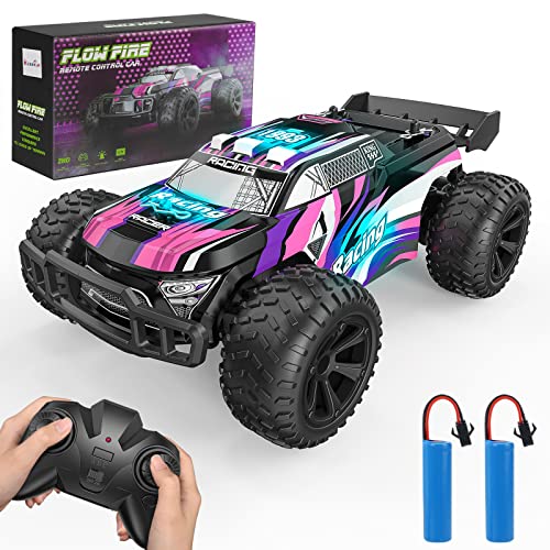 Kizeefun Ferngesteuertes Auto, RC Auto für 3 4 5 6 7 8 9 Jahre Spiele Kinder Toy, 2.4Ghz Off-Road RC Crawler 70+ Minuten Spielzeit (2 Batterien), Geburtstags Geschenk für Jungen Mädchen（Violett） von Kizeefun