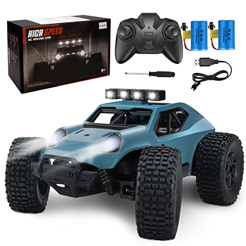 Kizeefun Ferngesteuertes Auto, 2.4Ghz 1/20 RC Auto Geländewagen 20 km/h Alle Gelände, Elektrisches Spielzeug, Offroad mit 2 AKKU 50min Spielzeit und LED Scheinwerfer, Geschenk für Kinder von Kizeefun