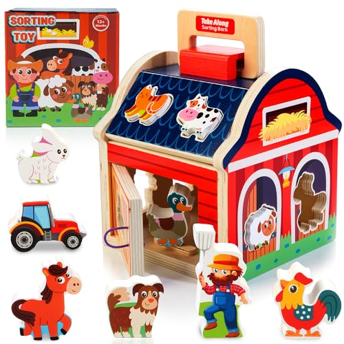 Kizfarm Holz Steckhaus Montessori Spielzeug für Kinder ab 1 Jahr, Tier Formsortierspielzeug Motorikwürfel Lernspielzeug Weihnachten Geburtstagsgeschenke für Mädchen Jungen Kizfarm Holz Steckhaus Montessori Spielzeug für Kinder ab 1 Jahr, Tier Formsortierspielzeug Motorikwürfel Lernspielzeug Weihnachten Geburtstagsgeschenke für Mädchen Jungen von Kizfarm