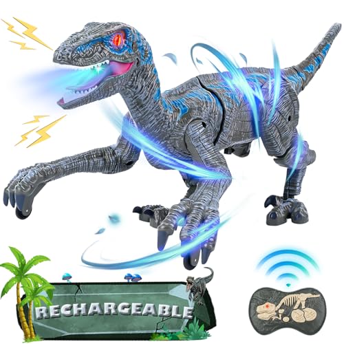 Kizmyee Ferngesteuerter Dinosaurier Spielzeug für Kinder - 2.4 GHz Realistische Dino Spielzeug mit Licht, Gehen, Brüllen, Wiederaufladbar Elektrischer Dino Geschenk für Jungen Mädchen ab 3 Jahren von Kizmyee