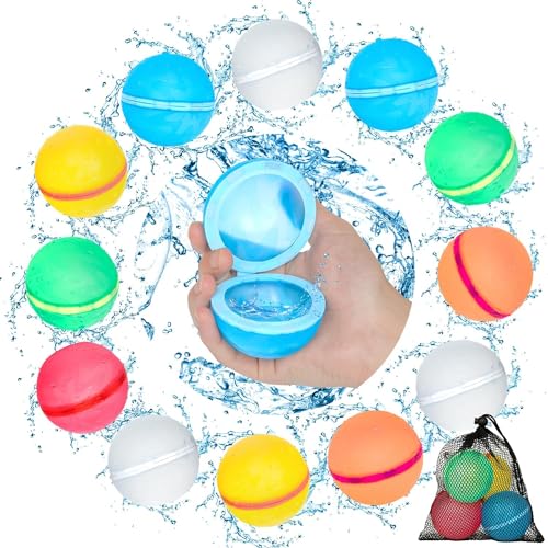 12 Stück Wasserbomben wiederverwendbar mit 1 Meshbag, Kizozo wiederverwendbare Wasserbomben Selbstschließend, Wasserbomben magnetisch für Wasserspielzeug Strandspielzeug, Sommer Geschenk für Kinder 12 Stück Wasserbomben wiederverwendbar mit 1 Meshbag, Kizozo wiederverwendbare Wasserbomben Selbstschließend, Wasserbomben magnetisch für Wasserspielzeug Strandspielzeug, Sommer Geschenk für Kinder von Kizozo