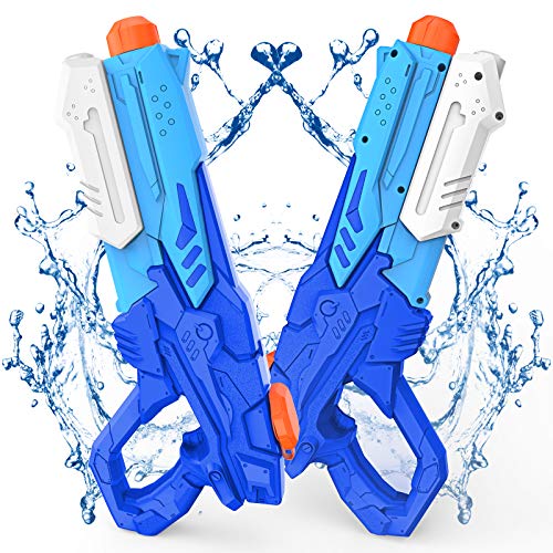 Kiztoys Wasserpistole Spielzeug für Kinder und Erwachsene 2 Stücks 600 ML Wasserpistolen mit 8-10 m ReichweiteSchießt mit großer Reichweite für den Strand Urlaub Pool Partys und Aktivitäten im Freien von Kiztoys