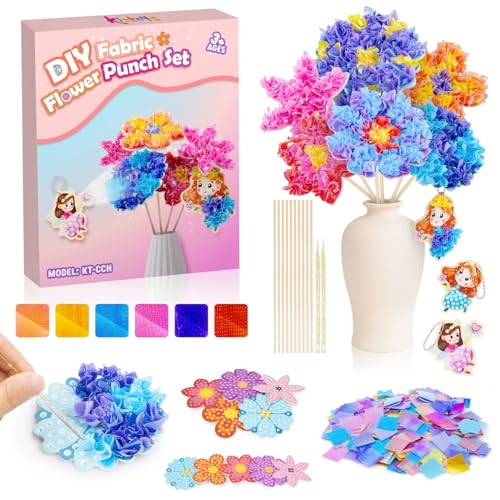 Kiztoys Bastelset Kinder ab 6-4-5 Jahre Basteln Mädchen 8 10 6 5 7 Jahre, Blumen Bastelkoffer Blumenstrauß mit Pailletten Kreativ Set für Mädchen Kindergeburtstag Geburtztag Geschenk für 3-12 Jahre von Kiztoys
