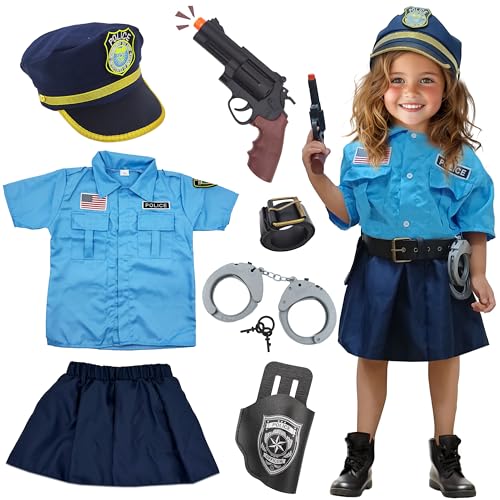 Polizistenkostüm für Kinder, Polizeikostüm für Mädchen, Halloween-Kostüm für Mädchen, Rollenspiel-Set, Größe M Polizistenkostüm für Kinder, Polizeikostüm für Mädchen, Halloween-Kostüm für Mädchen, Rollenspiel-Set, Größe M von Kizzyland