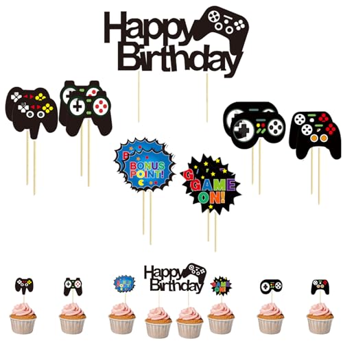 13 Stück Videospiel Tortendeko Geburtstag, Happy Birthday Cupcake Toppers, Spielkonsolen Thema Torten Deko, Video Gaming Kuchen Deko, Playstation Muffin Dekoration für Spiel Thema Party Dekoration 13 Stück Videospiel Tortendeko Geburtstag, Happy Birthday Cupcake Toppers, Spielkonsolen Thema Torten Deko, Video Gaming Kuchen Deko, Playstation Muffin Dekoration für Spiel Thema Party Dekoration von KkvoGmle