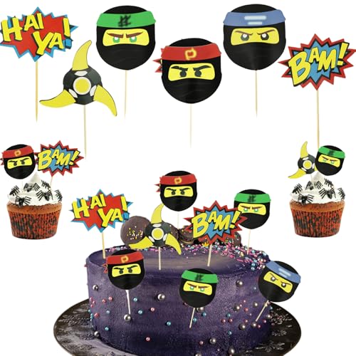 24 Stück Ninja Cupcake Toppers, Ninja Thema Kuchen Tortendeko, Ninja Warrior Kuchendeckel, Kinder Geburtstagstorte Dekoration für Papier Cupcakes, Muffins, Brot, Desserts, Jungen und Mädchen 24 Stück Ninja Cupcake Toppers, Ninja Thema Kuchen Tortendeko, Ninja Warrior Kuchendeckel, Kinder Geburtstagstorte Dekoration für Papier Cupcakes, Muffins, Brot, Desserts, Jungen und Mädchen von KkvoGmle