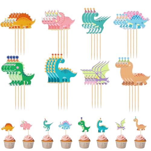 32 Stück Dinosaurier Cupcake Topper, Dino Thema Personalisierter Geburtstagstorte Dekoration, Dinosaurier Kuchendekoration Picks für Kinder Geburtstag Baby Shower Party Dekorationen Zubehör 32 Stück Dinosaurier Cupcake Topper, Dino Thema Personalisierter Geburtstagstorte Dekoration, Dinosaurier Kuchendekoration Picks für Kinder Geburtstag Baby Shower Party Dekorationen Zubehör von KkvoGmle