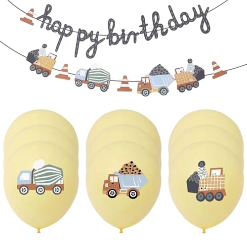 9 Stück Baustelle Luftballons Set, Fahrzeuge Thema Party Dekoration Ballons mit 1 Stück Maschinenfahrzeug Partykette, Luftballon Laster Kran für Jungen Kindergeburtstag Babyparty Geburtstagsdeko 9 Stück Baustelle Luftballons Set, Fahrzeuge Thema Party Dekoration Ballons mit 1 Stück Maschinenfahrzeug Partykette, Luftballon Laster Kran für Jungen Kindergeburtstag Babyparty Geburtstagsdeko von KkvoGmle