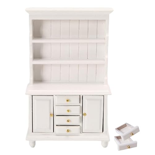 Miniatur Puppenhaus Zubehör, 3 Schicht Weiß Holz Bücherregal Schrank mit 4 Schubladen, 1:12 Mini Möbel, Miniatur Küchenschrank Buffetschrank, Weihnachten Bücherregal Spielzeug Dekoration Miniatur Puppenhaus Zubehör, 3 Schicht Weiß Holz Bücherregal Schrank mit 4 Schubladen, 1:12 Mini Möbel, Miniatur Küchenschrank Buffetschrank, Weihnachten Bücherregal Spielzeug Dekoration von KkvoGmle