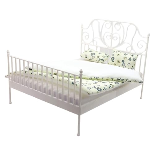 Europäische Landstile Dollhouses Eisen Doppelbett Mit Abnehmbarer Betten 1/12 Skala Miniaturanzeige Möbel von Klaisy