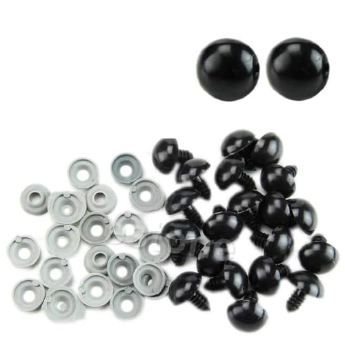 Klaisy 20pcs 6-20mm Schwarze Plastiksicherheitsaugen Für Teddybären/Puppen/Spielzeugtier/Filzen von Klaisy