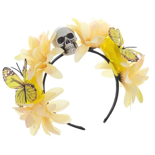 Klaisy Halloween-Kopfschmuck, Tag der Toten, Stirnbänder für Damen und Mädchen, Blumen-Haarband, Festivals und Themenfeiern, Totenkopf-Haar-Accessoire Klaisy Halloween-Kopfschmuck, Tag der Toten, Stirnbänder für Damen und Mädchen, Blumen-Haarband, Festivals und Themenfeiern, Totenkopf-Haar-Accessoire von Klaisy