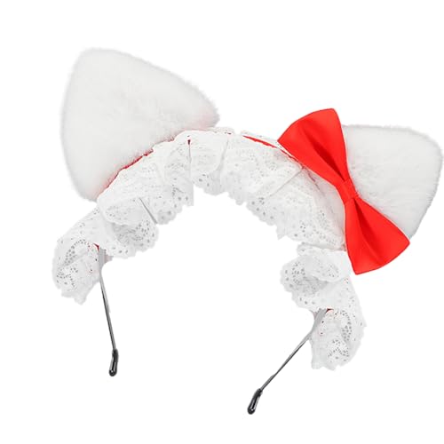 Klaisy Halloween-Rollenspiel-Kopfschmuck mit Tierohren, mit pelziger Stoff-Spitze, Schleife, für den ganzen Tag, Foto-Requisiten, verstellbare Tierohren, Haarband Klaisy Halloween-Rollenspiel-Kopfschmuck mit Tierohren, mit pelziger Stoff-Spitze, Schleife, für den ganzen Tag, Foto-Requisiten, verstellbare Tierohren, Haarband von Klaisy