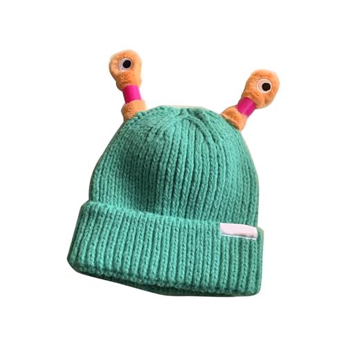 Klaisy Neuheit Strick Für Frauen Mit Leuchtenden Antennen Lustige Schädelhut Cartoon Frosch Pullover Halloween Party von Klaisy