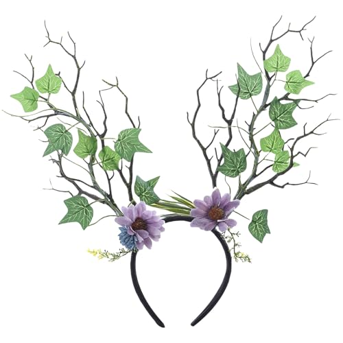 Klaisy Realistischer Blumen-Haarreif im Renaissance-Stil, Haarteil, Hirschgeweih, Stirnbänder für Halloween, Cosplay, handgefertigte Blumenkränze von Klaisy