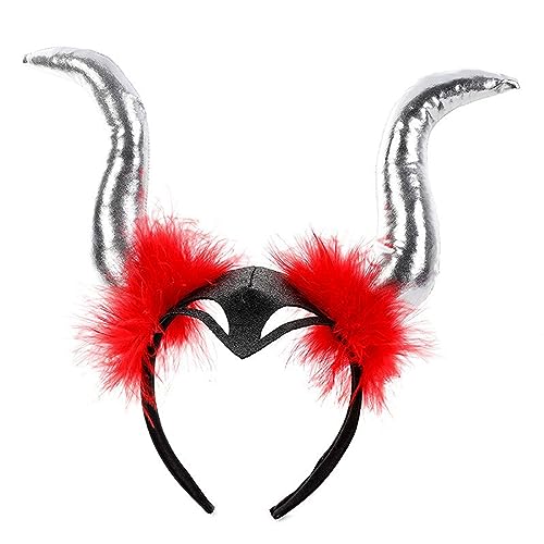 Klaisy Weiches Teufels-Stirnband, Horn, Tierhorn, Haarreifen für Kinder, zeigt überwältigende Tier-Haarbänder, Cartoon-Kostüm, Halloween, Teufelshörner von Klaisy