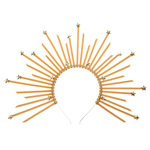 Runde Fünftzaubere Sternkopfschnalle Haarband Lustig Übertriebene Goldene Kronen Halloween Hexenkleid Haarzubehör von Klaisy