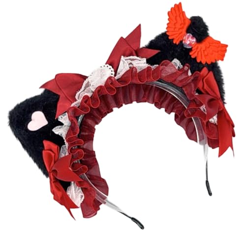 Stylischer Kätzchen-Kopfschmuck, Abschlussbälle, Geburtstag, lustige Kopfbedeckung, Halloween-Schleifen, bezaubernde Haar-Kopfbedeckung, Rollenspiel, Party-Stirnband von Klaisy