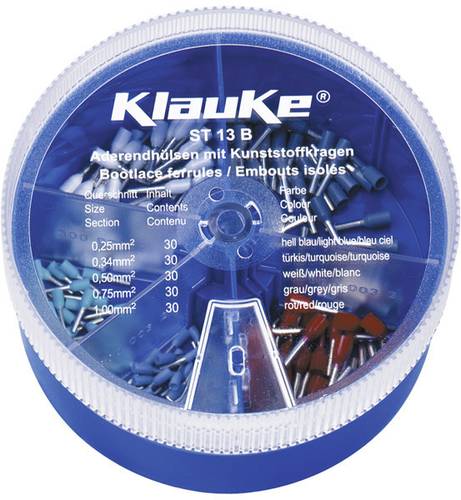 Klauke ST13B Aderendhülsen-Sortiment 0.25mm² 1mm² Hellblau, Türkis, Weiß, Grau, Rot 150 Teile von Klauke