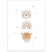 Herding 1440259014 - babybest® Baby-Kuscheldecke Little Friends, Decke, Microfaserflausch, weiß, 75x100cm von Klaus Herding GmbH