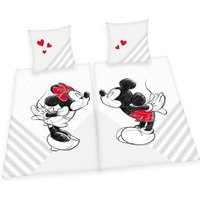 Herding 4478480250 - Disney Mickey & Minnie Mouse Partnerbettwäsche, Bettwäsche-Set, 2x80x80cm und 2x135x200cm von Klaus Herding GmbH