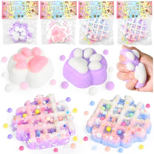 Kleemeiero 4 Stück Squeeze Spielzeug, 2 Cat Paw Squeeze Toy Katze Pfote Spielzeug mit Bällen Lustig 2 Mochi Squishy Waffeln Squish Toys Waffeln Taba Squishy Quetschspielzeug für Kinder Erwachsene Kleemeiero 4 Stück Squeeze Spielzeug, 2 Cat Paw Squeeze Toy Katze Pfote Spielzeug mit Bällen Lustig 2 Mochi Squishy Waffeln Squish Toys Waffeln Taba Squishy Quetschspielzeug für Kinder Erwachsene von Kleemeiero