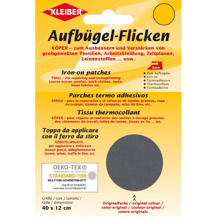 Kleiber Aufbügel-Flicken Baumwolle Dunkelgrau 40x12cm - 1 Stk Kleiber Aufbügel-Flicken Baumwolle Dunkelgrau 40x12cm - 1 Stk von Kleiber
