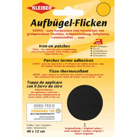 Kleiber Aufbügel-Flicken Baumwolle Schwarz 40x12cm - 1 Stk Kleiber Aufbügel-Flicken Baumwolle Schwarz 40x12cm - 1 Stk von Kleiber