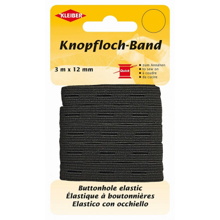 Kleiber Knopflochelastik Schwarz 12mm - 3m von Kleiber