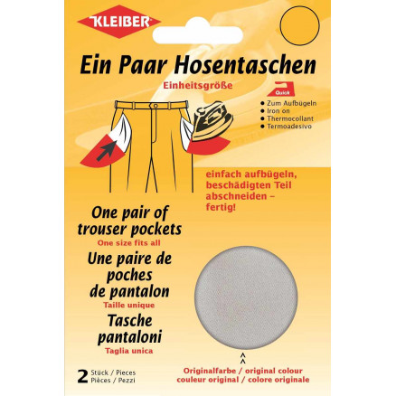 Kleiber Reparatur-Hosentaschen zum Aufbügeln Hellgrau 18,5x16cm - 2 Stk von Kleiber