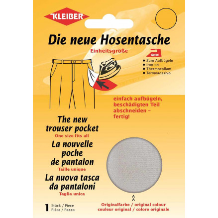Kleiber Reparatur-Hosentaschen zum Aufbügeln Hellgrau 23x18,5cm - 1 Stk von Kleiber