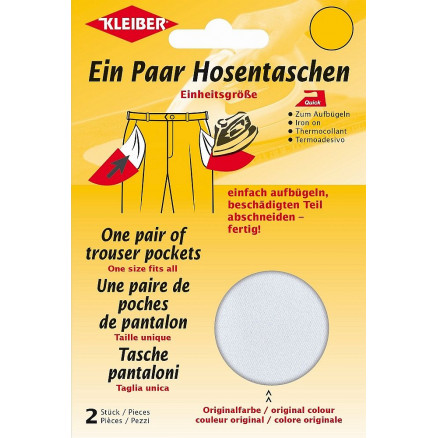 Kleiber Reparatur-Hosentaschen zum Aufbügeln Weiß 18,5x16cm - 2 Stk von Kleiber