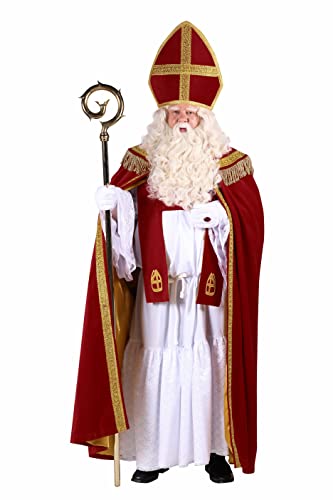 Kleidung zum Feiern Hochwertiges Nikolauskostüm weißer Habit, samtiger Umhang, Mitra & Stola | Sankt-Nikolaus Kostuem Set | Bischofs-Kostüm von Kleidung zum Feiern