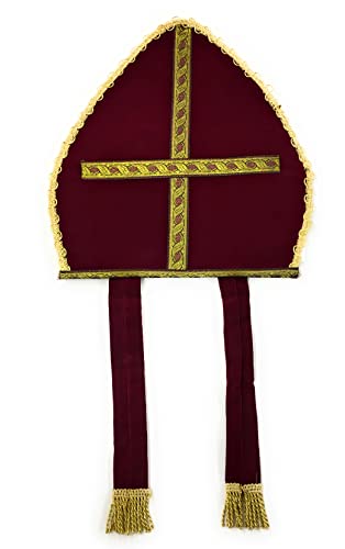 Kleidung zum Feiern Kostüm Zubehör Bischofsmütze Mitra Nikolaus Weihnachtsmann Weinrot von Kleidung zum Feiern