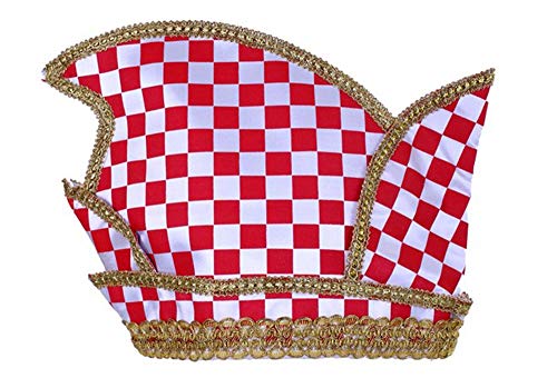 Kleidung zum Feiern Prinzenmütze Komiteemütze Elferratsmütze | rot / weiß kariert | Gr. 63 | 75456 | Goldflechte von Kleidung zum Feiern