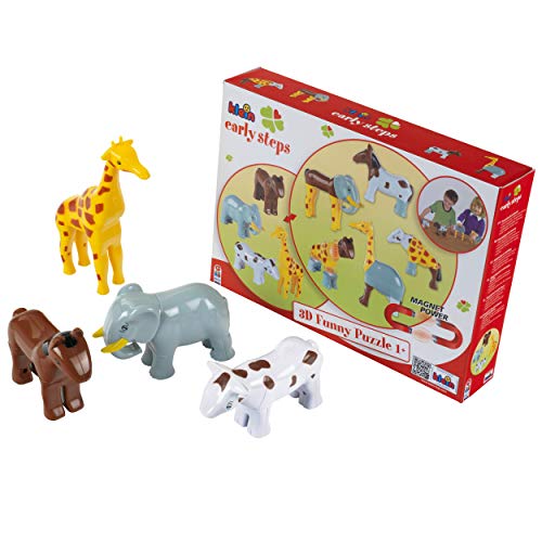 Klein Theo Funny Puzzle Magnettierpuzzle, 4 Tiere | Puzzleteile Werden mit Magneten verbunden | Motorikspielzeug | Spielzeug für Kinder ab 1 Jahr von Klein
